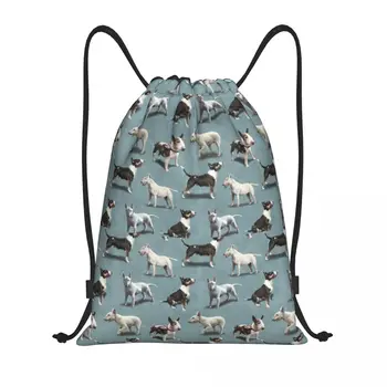 Изготовленная на заказ сумка для собак породы бультерьер на шнурке для покупок, Рюкзаки для йоги, Мужские Женские сумки для спортзала с животными