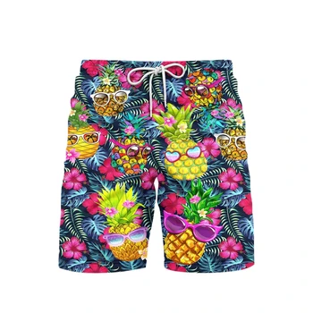 Популярные пляжные шорты с рисунком ананаса; Брюки с 3D принтом в стиле хип-хоп; пляжные шорты Y2k; Летний Гавайский купальник; крутые плавки для серфинга.