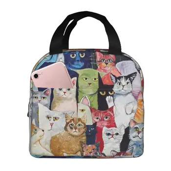 Всевозможные сумки для ланча с милыми кошками, изолированные многофункциональные сумки для ланча, многоразовые термосумки-холодильники