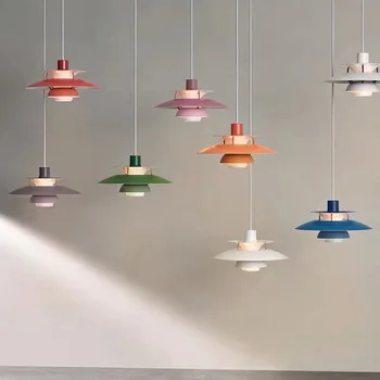 Потолочный светильник Macaron Nordic LED Art Decor Гостиная Светильники Lamparas Дизайнерские Подвесные светильники PH5 с разноцветным зонтиком