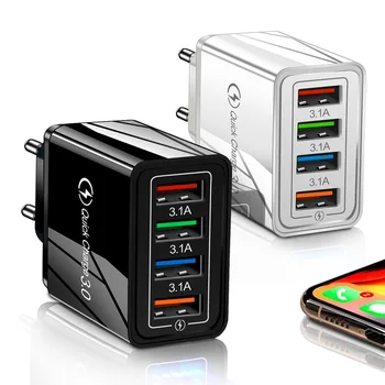 Быстрая зарядка 4 USB Зарядное Устройство Быстрая Зарядка 3,0 для Телефона Адаптер для Планшета Huawei Портативное Настенное Мобильное Зарядное Устройство Быстрое Зарядное Устройство