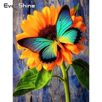 Evershine Алмазная Вышивка Бабочка Вышивка крестом 5D Картина Подсолнух Новое Поступление Мозаика Животные Стразы Декор стен