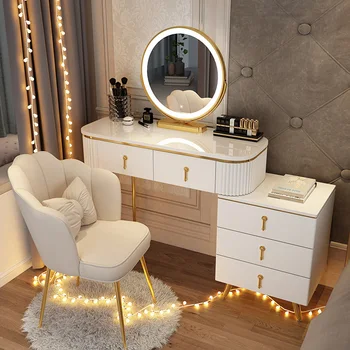 Белый Туалетный столик для хранения, Световое зеркало, Многофункциональный Роскошный Стол для макияжа в Скандинавском стиле, Угловая мебель для спальни Penteadeira De Maquiagem
