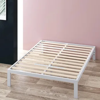 14-дюймовый каркас кровати-платформы из белого металла, полный