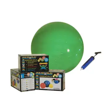 Надувные мячи для упражнений Economy Set Зеленого цвета 26 дюймов, Мяч 65 см, насос и розничная коробка, Набор из 10