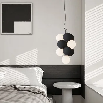 Современный креативный Обеденный Подвесной светильник с бархатным шаром из черного ПВХ, LED G9, Теплый Белый Светильник, Стеклянный шар, Подвесной светильник для спальни