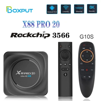 BOXPUT X88 Pro 20 TV Box Android 11 Rockchip RK3566 8GB 64GB Smart TV Box 8K 2.4G 5.8G WIFI Телеприставка с голосовым управлением Google