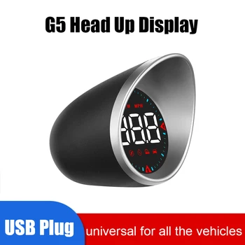 Головной дисплей автомобиля G5 HUD Датчик оборотов в час Цифровой тестер скорости Измеритель пробега Компас Комплект приборной панели Y03 Спидометр Только для HUD