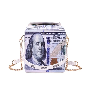 Коробка для еды с рисунком доллара, сумка через плечо для женщин, кошелек на цепочке, сумка-тоут из искусственной кожи