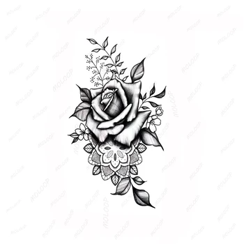 Наклейка с татуировкой Цветок розы, временный водонепроницаемый флэш-макияж, подделка для рук, шеи, поддельный боди-арт для мужчин и женщин
