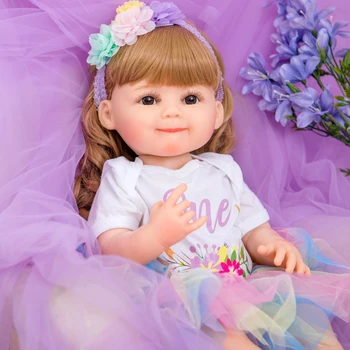 22-дюймовая полностью Силиконовая кукла-Реборн Девочка Принцесса Новорожденные Куклы для малышей, моющиеся Игрушки для игрового домика в подарок