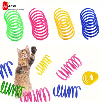 Игрушки-пружинки для кошек в помещении, 32 шт., разноцветные пластиковые пружинные катушки, привлекающие кошек к удару, интерактивные игрушки для кошек и котят
