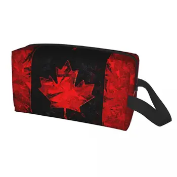 Косметичка с флагом Канады, женская милая Канадская патриотическая косметичка большой емкости, сумки для хранения туалетных принадлежностей
