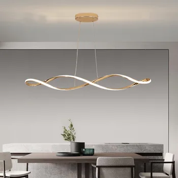подвесной потолочный светильник, подвесная лампа для столовой, современная люстра для кухни, обеденный стол, Золото, хром Alexa/Дистанционное управление