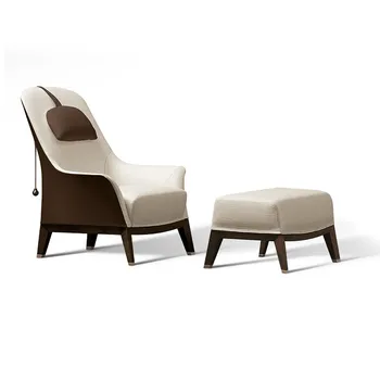 Современная минималистичная гостиная, одноместный диван из стекловолокна, кресло для руководителя, кожаное кресло для отдыха со спинкой особой формы