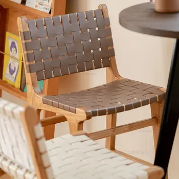 Японские барные стулья из массива дерева, кухонные простые барные стулья роскошного плетения, креативный высокий стул со спинкой Ins, барный стул