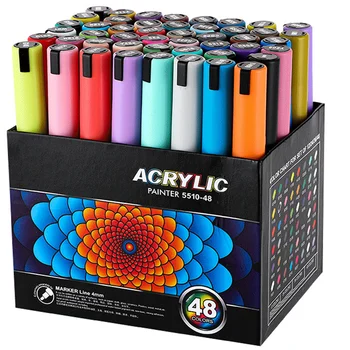Акриловые фломастеры с наконечником 2,0 мм, ручки для рисования, маркеры для граффити, 60 цветов, перманентные фломастеры для рисования, поделки, художественные принадлежности
