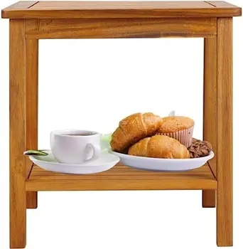 Дюймовый деревянный уличный приставной столик из дерева акации с дополнительным местом для хранения Вещей I Небольшой приставной столик для сада, веранды или гостиной I Приставной столик