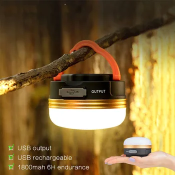 Светодиодный фонарь для кемпинга Лампа для палаток 1800 мАч Портативные походные фонари Ночная подвесная лампа USB Перезаряжаемая