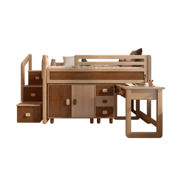 L Простой стол для хранения детских принадлежностей в скандинавском стиле, функциональная кровать из массива дерева