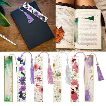 Закладки для женщин, закладки из сухоцветов с кисточками, Набор канцелярских принадлежностей из сухоцветов ручной работы, бумага и конверты Винтажные
