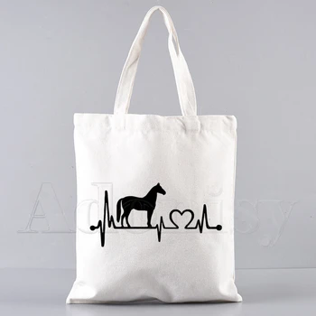 Хозяйственная сумка в виде лошади, продуктовая сумка Bolsas De Tela, сумка для покупок, джутовая сумка, ткань на заказ