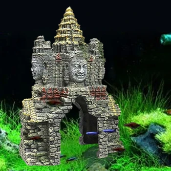 Древняя Камбоджийская статуя Эраван Аквариум Ландшафтный Орнамент Имитация ремесел Украшения аквариума Декор тайника для рыб