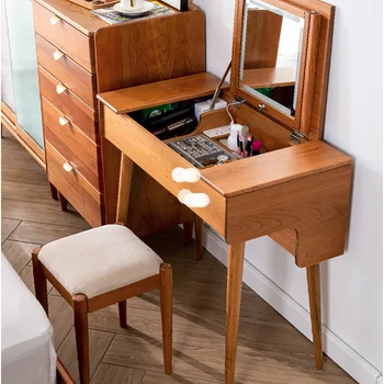 Комоды из массива дерева в скандинавском стиле, современная мебель для спальни, Простые Маленькие Зеркальные Туалетные столики, Домашний японский ретро-шкаф для хранения вещей