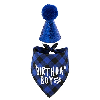 Принадлежности для празднования Дня рождения собаки, шапочка для дня рождения питомца и бандана для дня рождения собачки для мальчика