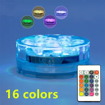 погружной светильник 10leds RGB для наружной вазы, аквариума, пруда, дискотеки, свадебной вечеринки, подводного светодиодного ночника, освещения бассейна