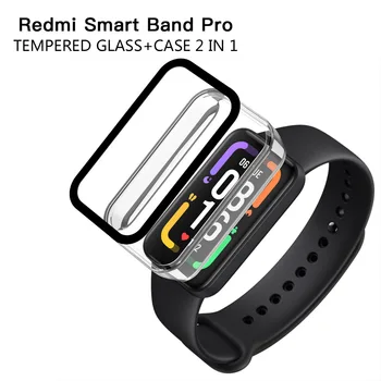 Модный водонепроницаемый чехол для часов 2в1 + стекло для ПК Xiaomi Redmi Smart Band Pro, полный защитный чехол для Redmi Band Pro