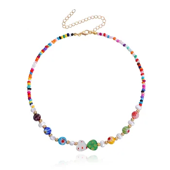 Винтажное Женское ожерелье ручной работы Y2K в этническом стиле Бохо, Разноцветные Четки из бисера, Модные Уличные Аксессуары для девочек, Подарочное Колье