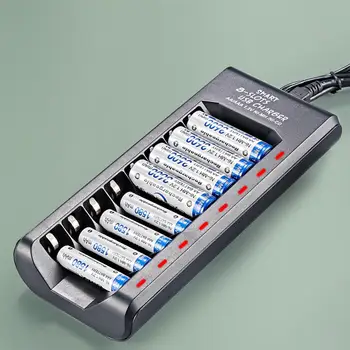 Интеллектуальный 8-слотный никель-металлогидридный аккумулятор 1/2 В AA AAA, перезаряжаемое USB-зарядное устройство, удобное для переноски.