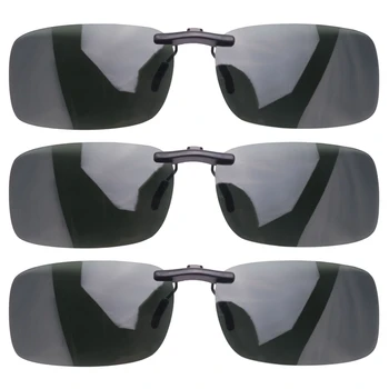 3X солнцезащитные очки с поляризованными линзами унисекс, темно-зеленые, с клипсами.